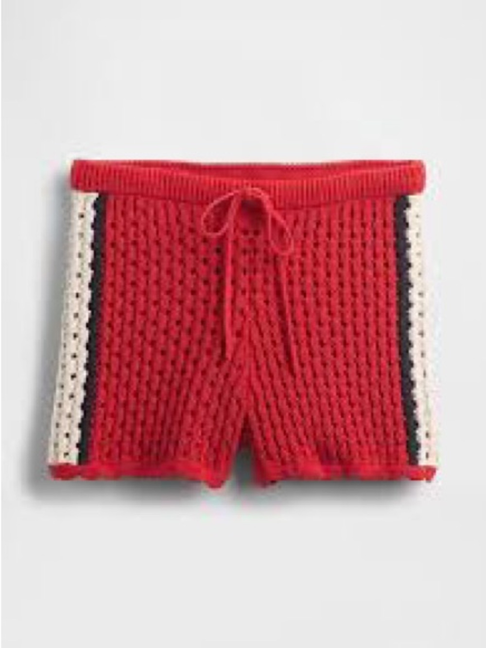 GAP Red Knit Drawstring Bike Shorts with Contrast Side Stripes